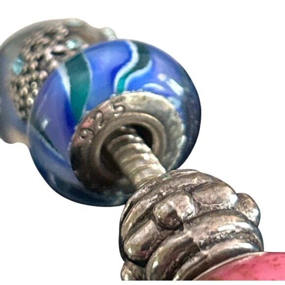 Pugster .925 Charm Bracelet With Multi-Color Beads Silver Accents Glass & Metal - Picture 7 of 9